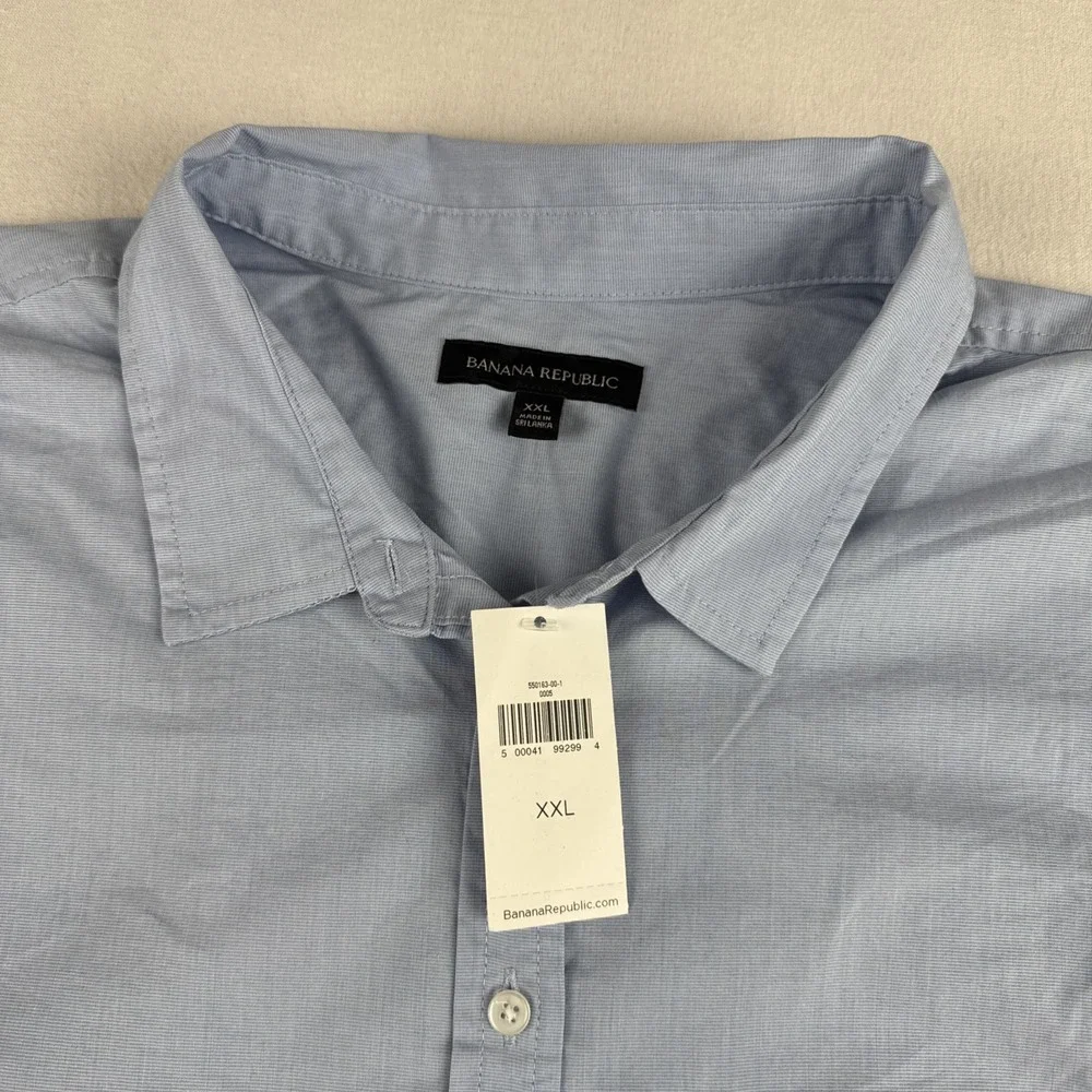 New! Banana Republic Mens Blue 2XL Button Down Shirt Travel Long Sleeve